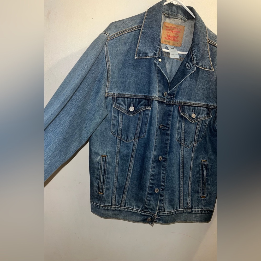Levi Strauss Signature Standard Trucker  Jean Blue Denim Jacket Men's Size Lg. - Picture 4 of 11